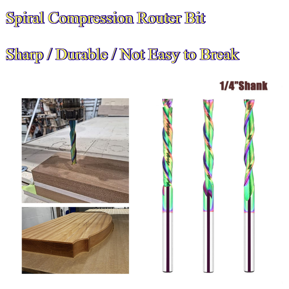 Router Bits For Woodworking - Fraise à compression en spirale, revêtement